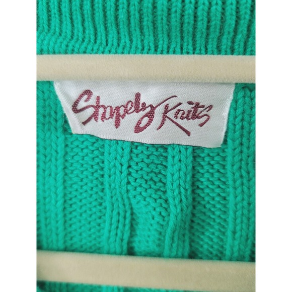 VTG Shapeley Knits Sleeveless Polo Shirt Knit Top Preppy Green Vest Woman Medium - Picture 3 of 12